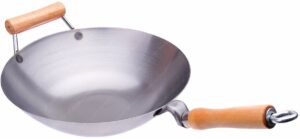 14 inches carbon steel wok with helper handle (flat bottom), 14 gauge thickness, usa made