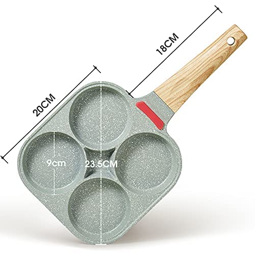 DAFEIKE 4 Egg Frying Pan Nonstick Omelet Pan Ceramic Mini Egg Pancake Pan Non Stick Aluminum Skillet, Green