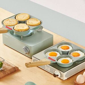 DAFEIKE 4 Egg Frying Pan Nonstick Omelet Pan Ceramic Mini Egg Pancake Pan Non Stick Aluminum Skillet, Green