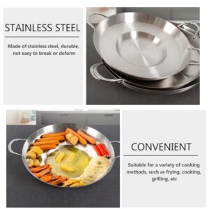 Hemoton Comal Cazo Stainless Steel Concave Comal para Tacos Heavy Duty Outdoors Cazo Griddle Fryer Cookware Wok Pan Fry Pans Chicharron Deep Frying Bowl Cookware Para Carnitas 38cm/15