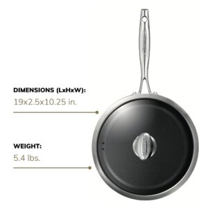 Scanpan Pro IQ 2.75 qt Covered Saute Pan - Easy-to-Use Nonstick Cookware - Dishwasher, Metal Utensil & Oven Safe - Made by Hand in Denmark