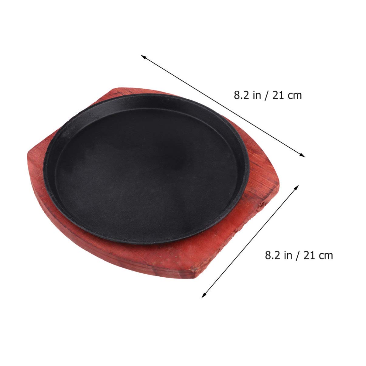 Fajita Plate Cast Iron Fajita Pan with Wooden Tray Sizzling Japanese Steak Plate for Home Restaurant