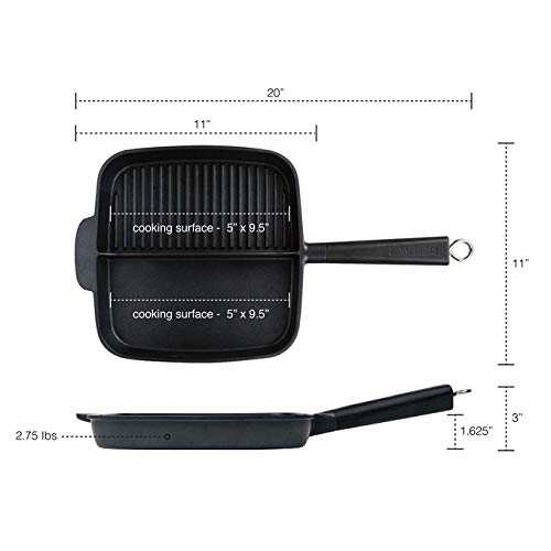 MasterPan Non-Stick Cast Aluminium 2-Section Meal Skillet, 11", Black