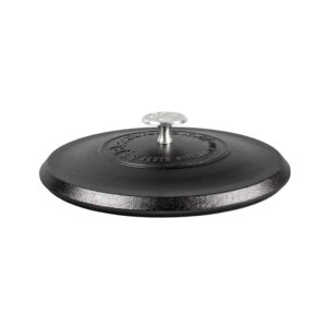 lodge blacklock 12" triple seasoned cast iron lid - for blacklock 12 dutch ovens & skillets - locks in moisture - high-heat aluminum knob - pan lid for iron skillet