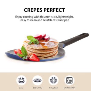 Neoflam 51510 Crepe, Ceramic, Nonstick, 10 inch, Bakelite Handle, Tawa pan, Griddle, Pancake Maker, Skillet, Omelette, Tortilla, Roti, Naan, Dosa, 10", Berry Blue