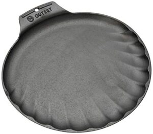 outset 76378 scallop cast iron grill and serving pan , black