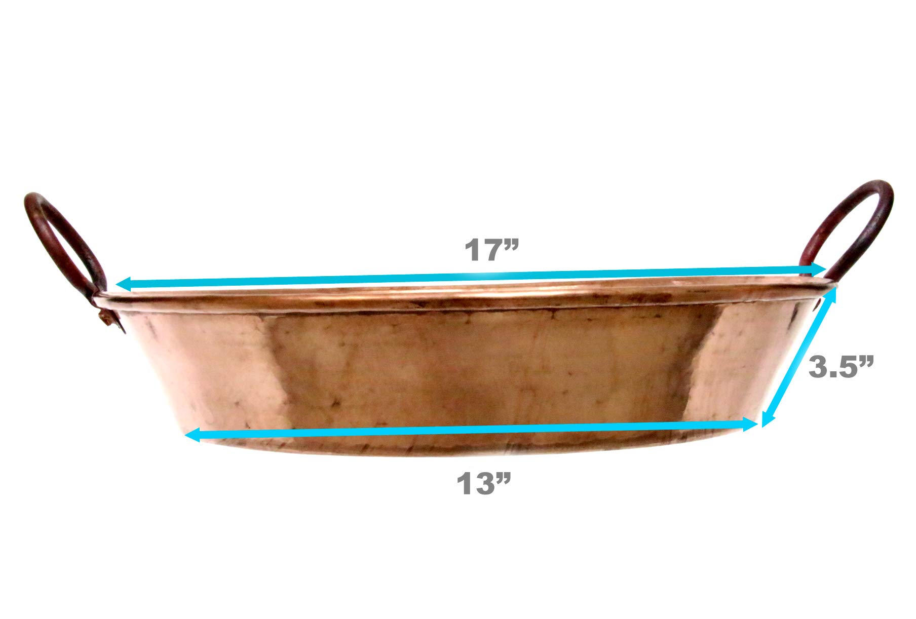 Paella Pan 17" Paellera de Cobre Spain España 100% Pure Hammered Hand-made Artisan Copper Classic Traditional Seafood Marisco Cazo