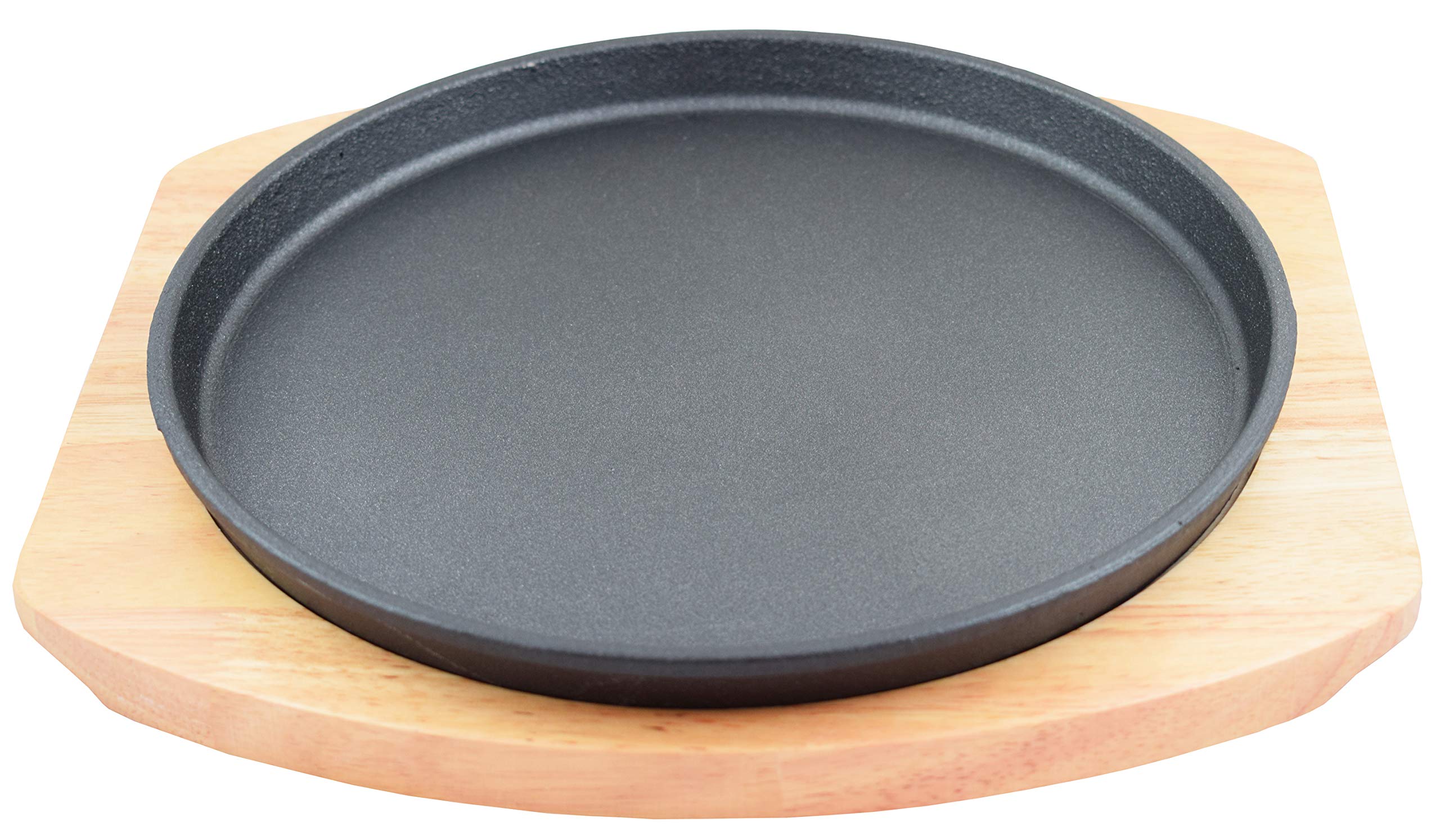 Sunrise Kitchen Supply Round Cast Iron Set with Rubber Wood Underliner (8.5")