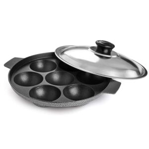 dby appam patra paniyaral non-stick paniyaram paniyarakkal aebleskiver pan with stainless steel lid 7 balls