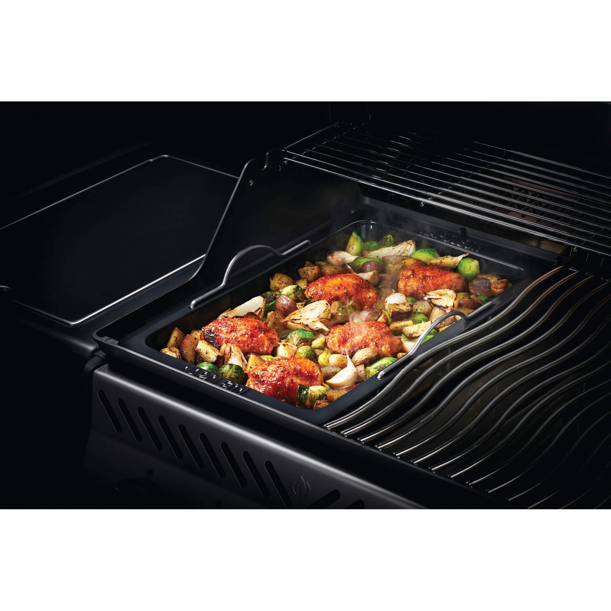 Napoleon BBQ Grill Accessory Grill Roasting Pan, For Rogue, Prestige, Prestige PRO Gas BBQ Grills, Custom Fit, Porcelain Enameled Roasting Pan, Drop-In Roasting Pan For BBQ Grills, Easy To Clean