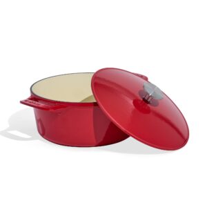 made in cookware - dutch oven 5.5 quart - red - enameled cast iron - exceptional heat retention & durability - professional cookware - crafted in france - induction compatible