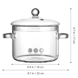 Glass Stew Pot Glass Soup Pot 64oz Glass Stew Pot With Lid Kitchen Stockpot Glass Cooking Pot Thickened Stock Pot Large Serving Bowl Salad Basins (1900ml)