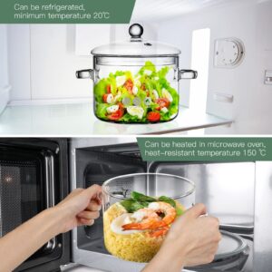 Glass Stew Pot Glass Soup Pot 64oz Glass Stew Pot With Lid Kitchen Stockpot Glass Cooking Pot Thickened Stock Pot Large Serving Bowl Salad Basins (1900ml)