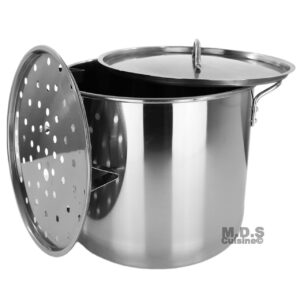 Stock Pot Stainless Steel 40QT Lid Steamer Pot Brew Vaporera Kettle Tamales New 10Ga