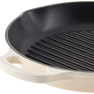 Le Creuset Enameled Cast Iron Signature Deep Round Grill, 9.75", Meringue