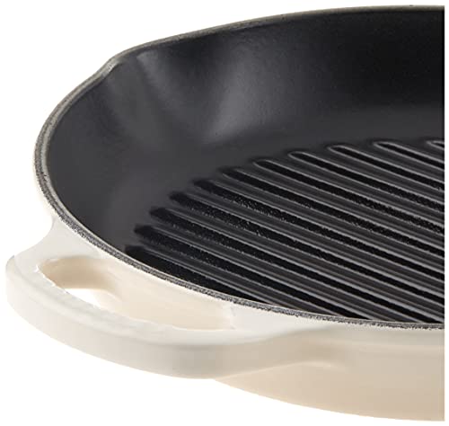 Le Creuset Enameled Cast Iron Signature Deep Round Grill, 9.75", Meringue