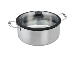 black cube stainless steel 7.5 qt stockpot with lid, 3 ply professional grade steel 11-inch pot, sliver, dishwasher safe.