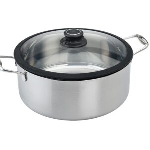 Black Cube Stainless Steel 7.5 QT Stockpot With Lid, 3 Ply Professional Grade Steel 11-inch Pot, Sliver, Dishwasher Safe.