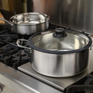 Black Cube Stainless Steel 7.5 QT Stockpot With Lid, 3 Ply Professional Grade Steel 11-inch Pot, Sliver, Dishwasher Safe.