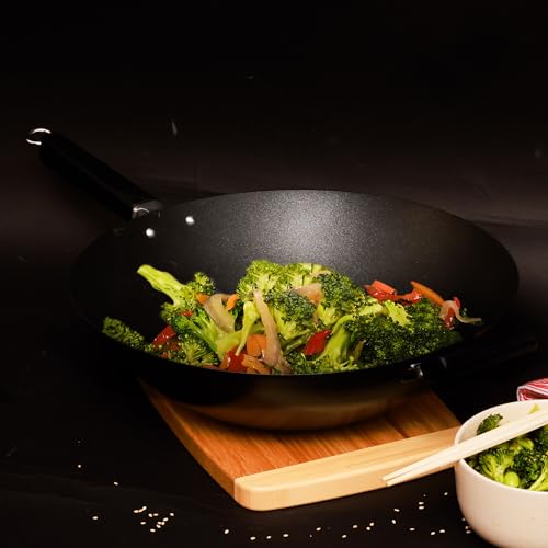 JOYCE CHEN Professional Series 14-Inch Carbon Steel Excalibur Nonstick Wok with Phenolic Handles