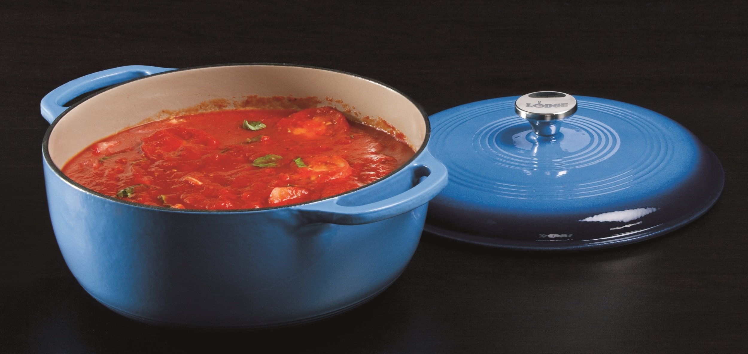 Lodge EC7D33 Enameled Cast Iron Dutch Oven, 7.5-Quart, Caribbean Blue & L8SK3 10-1/4-Inch Pre-Seasoned Skillet