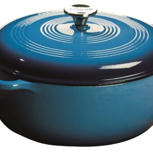 Lodge EC7D33 Enameled Cast Iron Dutch Oven, 7.5-Quart, Caribbean Blue & L8SK3 10-1/4-Inch Pre-Seasoned Skillet