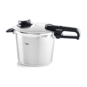 fissler vitavit premium pressure cooker with steamer insert - premium german construction - built to last for decades - safe & easy pressure cooker with glass lid - for all cooktops - 6.3 quarts