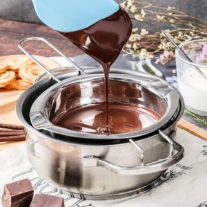 Stainless Steel Double Boiler Pot Chocolate Melting Pot for Melting Chocolate, Butter, Cheese, Candle and Wax Making Kit Double Spouts with Capacity of 400ml