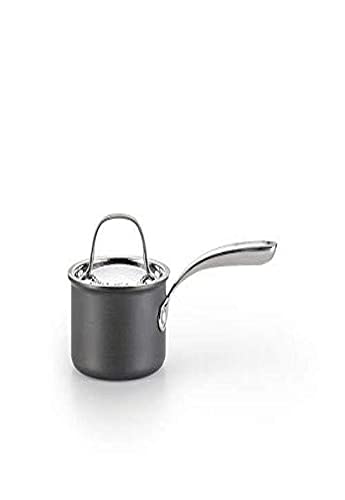 Lagostina Nera Hard Anodized Nonstick 2-Quart Saucepan with Hammered Stainless Steel Lid, Dishwasher Safe Cookware,Grey