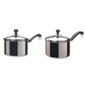 farberware classic stainless steel 2-quart covered saucepan with farberware classic series stainless steel 3-quart covered saucepan