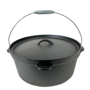 cuisiland 16 quarts pre-seasoned cast iron dutch oven with lip lid and legs