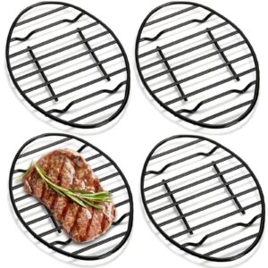 Yesland 4 Pack Oval Roasting Rack Cooling Rack with Integrated Feet, 12 x 8.5 Inch Black Non-stick Coating Iron Baking Rack for Cooking, Roasting, Drying, Grilling, PTFE Free