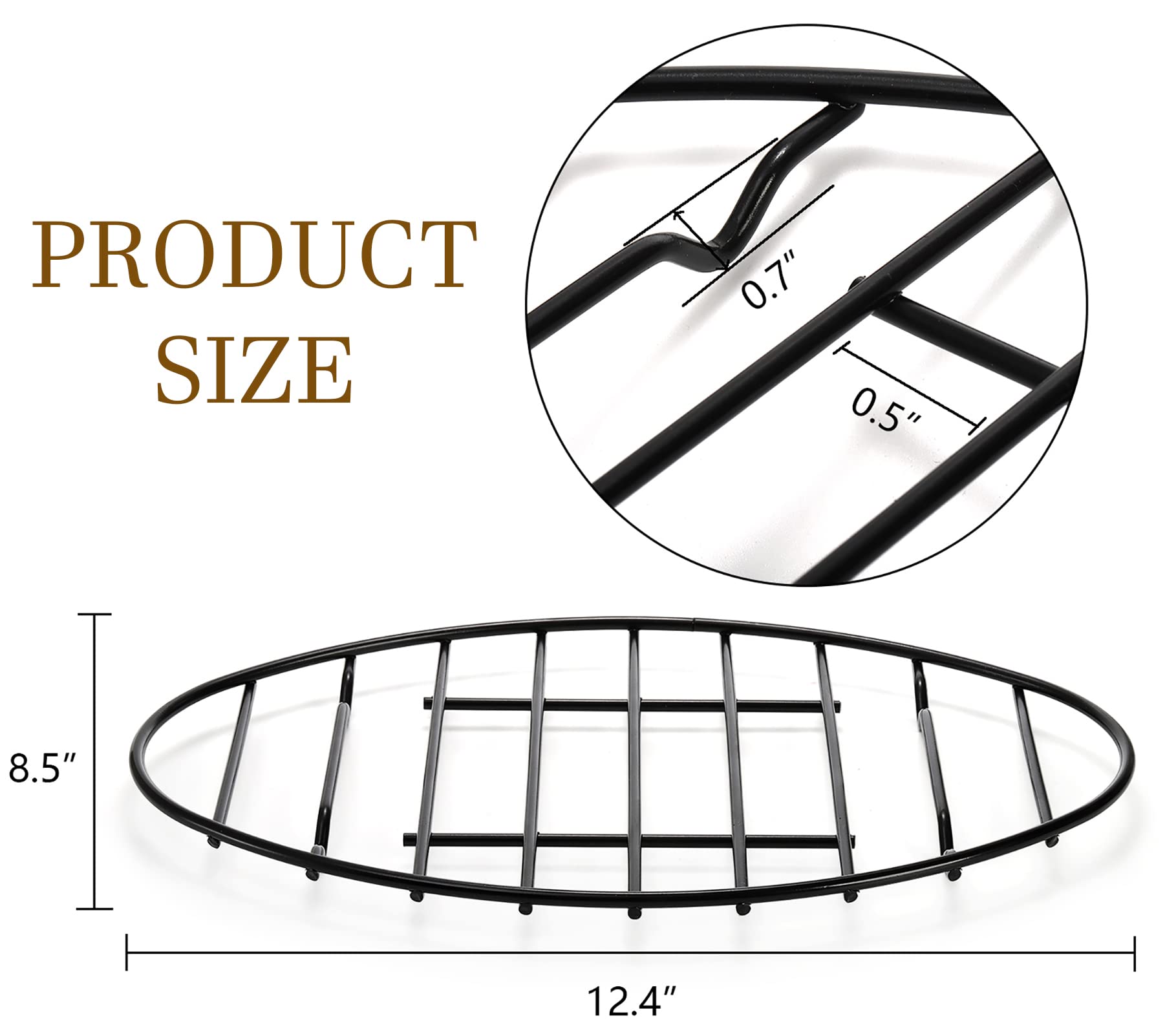 Yesland 4 Pack Oval Roasting Rack Cooling Rack with Integrated Feet, 12 x 8.5 Inch Black Non-stick Coating Iron Baking Rack for Cooking, Roasting, Drying, Grilling, PTFE Free