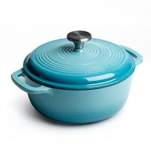 nutriups enameled cast iron dutch oven pot with lid cast iron pot 3-quart (gradient blue)