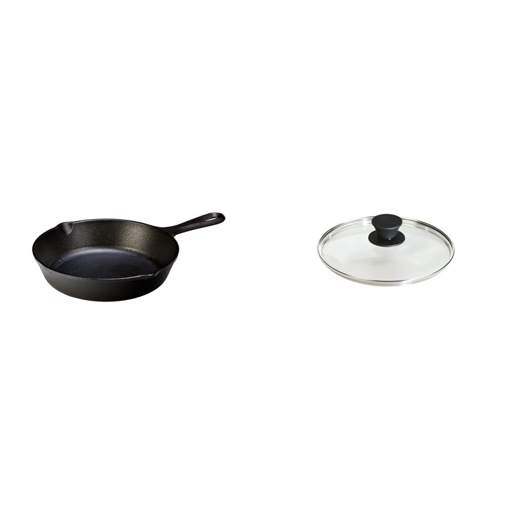 Lodge 8 Inch Cast Iron Skillet and Tempered Glass Lid Bundle