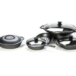 Lodge 8 Inch Cast Iron Skillet and Tempered Glass Lid Bundle