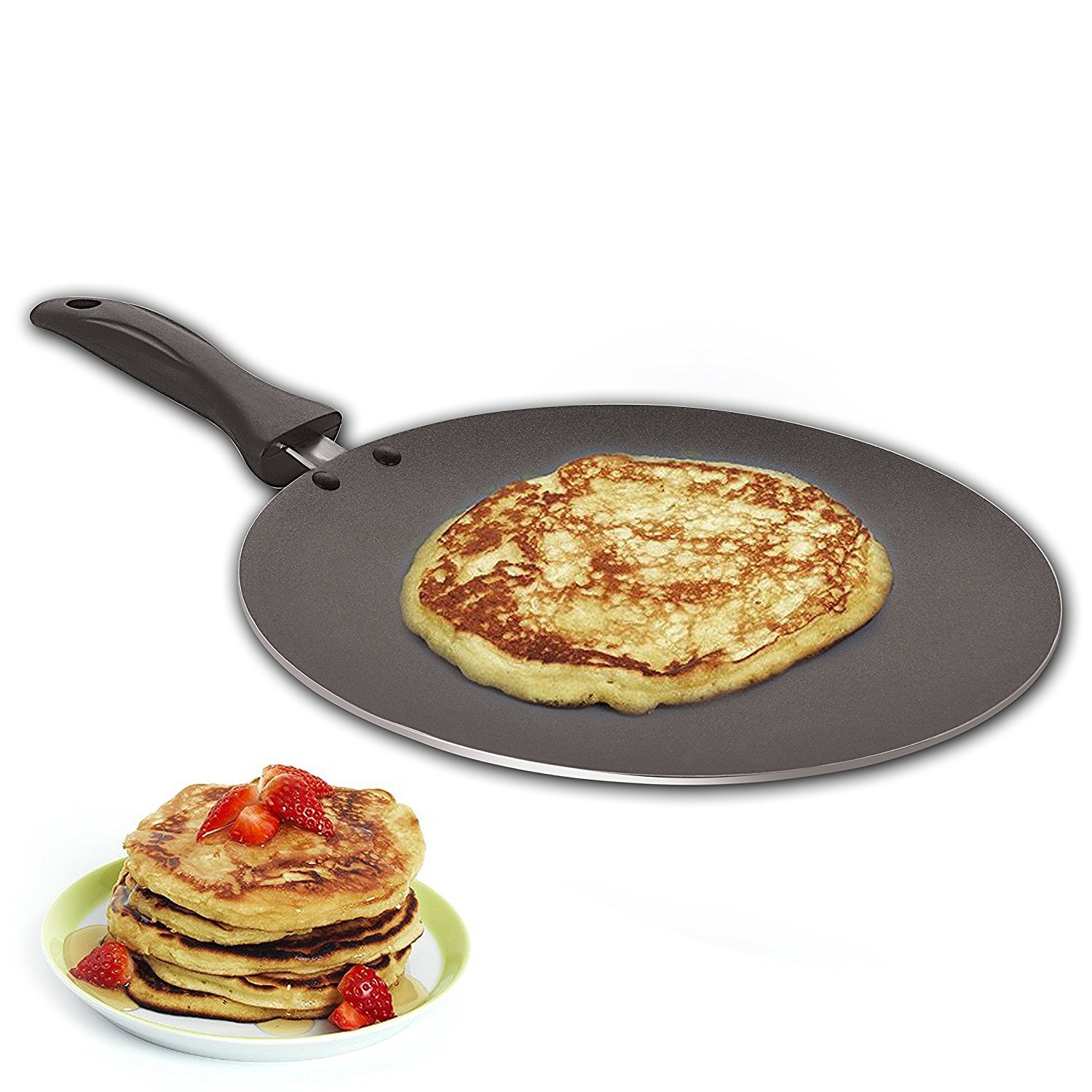 DBY Non-Stick Roti Pan Chapati Tawa Concave Nonstick Tava Griddle Crepe Pan Frying Skillet Pan for Omelette Dosa Paratha Roti Chapati Concave Griddle Tava Aluminum Chapati Pan (275 MM),Multicolor