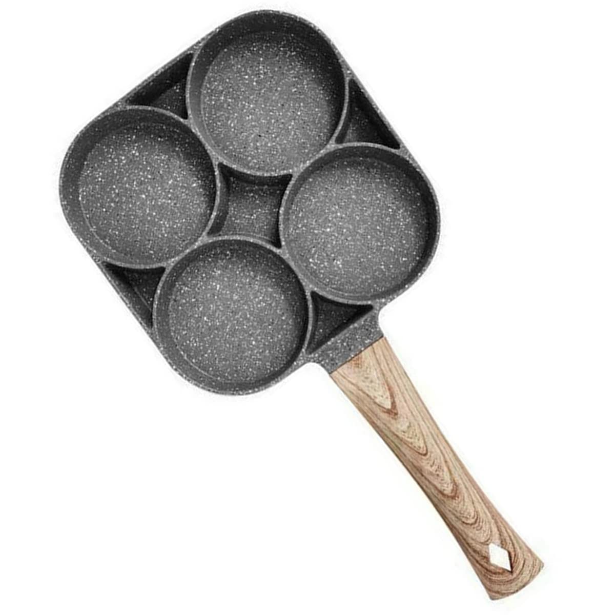 Non-Stick Egg Frying Pan and Silver Dollar Pancake Pan for Breakfast | 4-Cup Egg Cooker with Lid | 4 Hole Mini 7.4-Inch Square Pan with 6.5-Inch Handle for Cooking Burgers and Omelets