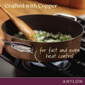 Anolon Nouvelle Copper Hard Anodized Nonstick Sauce Pan/Saucepan/Saucier, 2.5 Quart, Brown