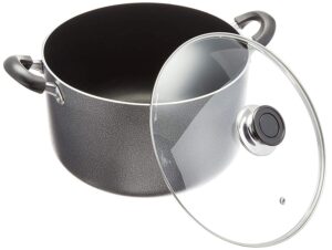 uniware non-stick aluminum stock pot with glass lid,black (14 qt)