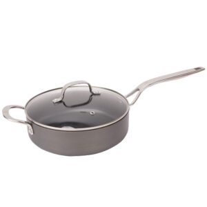 swiss diamond hard anodized large nonstick 4 quart sauté pan with cover - oven and dishwasher safe, 11 inch (28 cm)