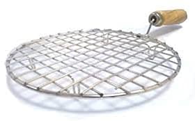 Vaishnavi Creations Stainless Steel Round Wire Roaster Wooden Handle, Roasting Net Roti Jali, Roti Grill, Papad Grill, Chapati Grill, Papad Jali, Silver, Length :14 ,Height :0.8 ,Width:9 Inches