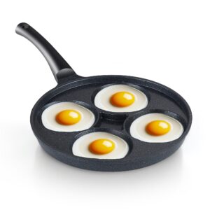 cook n home marble nonstick egg frying pan, 4-cup cookware pancake pan omelet pan, black