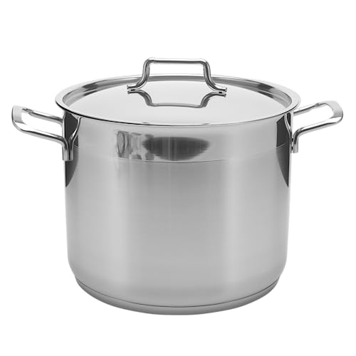 Hascevher Industry Leading Commercial - Grade 18/10 Stainless Steel Stock Pot with Cover 5 Quart, Induction Compatible