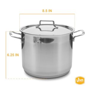 Hascevher Industry Leading Commercial - Grade 18/10 Stainless Steel Stock Pot with Cover 5 Quart, Induction Compatible