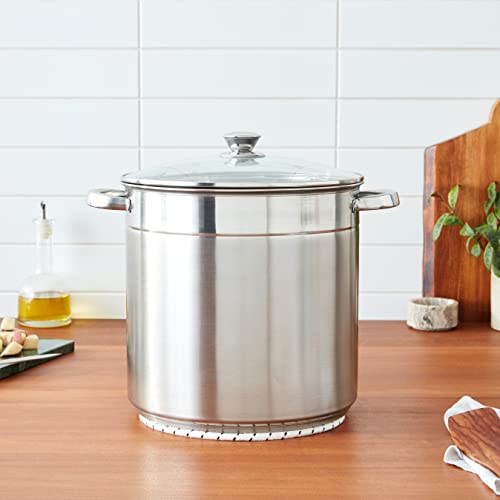 McSunley Stockpot with Encapsulated Bottom Base, 16 Qt, Stainless Steel