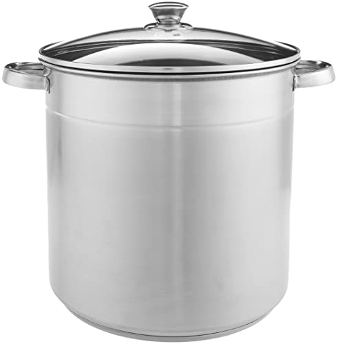 McSunley Stockpot with Encapsulated Bottom Base, 16 Qt, Stainless Steel