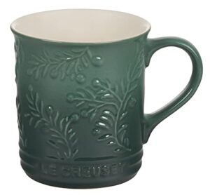 le creuset olive branch collection stoneware embossed mug, 14 oz., artichaut