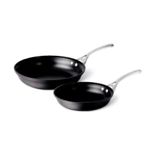 calphalon contemporary hard-anodized aluminum nonstick cookware, omelette pan, 10-inch and 12-inch set, black