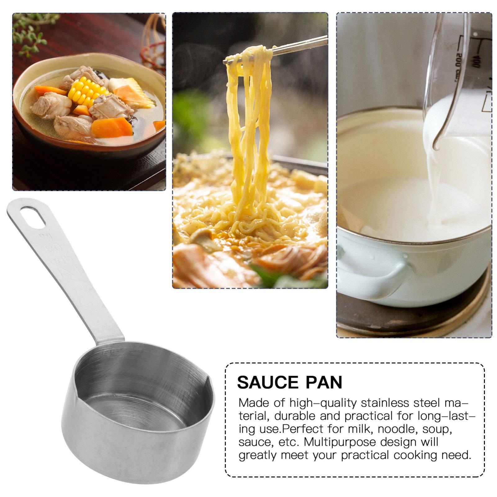 YARNOW Stainless Steel Saucepan Milk Pot Soup Pot Sauciers Noodle Pan Small Cooking Pot Melting Pot Mini Pot with Handle for Steak Egg Fried Rice Ramen Oatmeal Soup Chocolate Candy Baby Food